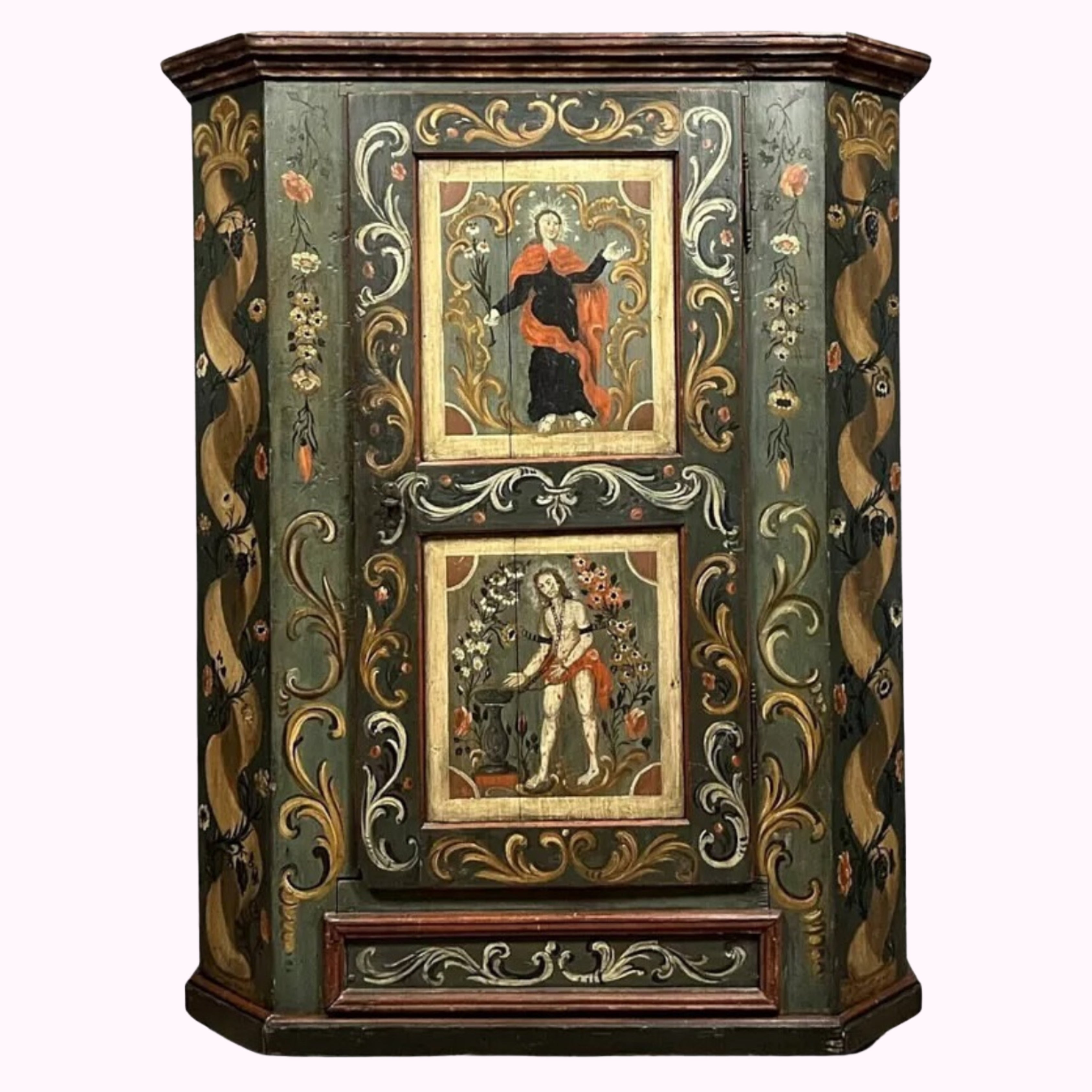 1680 Swiss Hand Painted Cabinet