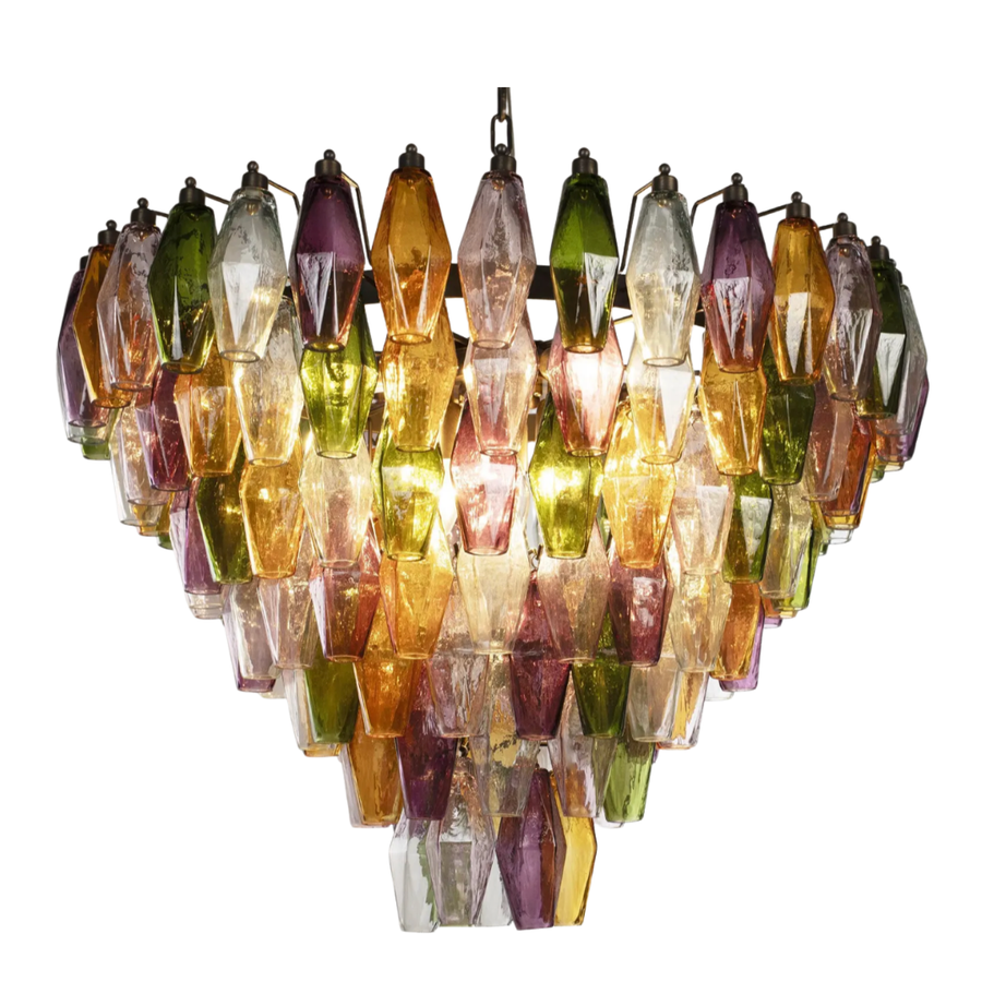 Murano Glass Multicoloured Polyhedron Chandelier Ø75 × H60 cm