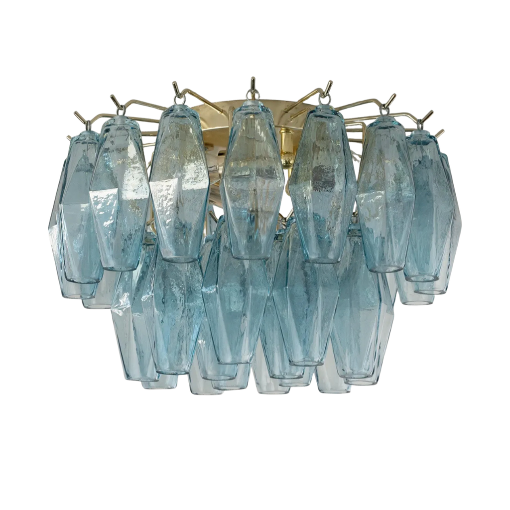 Avio Blue Murano Polyhedron Ceiling Light L40 × H25 cm