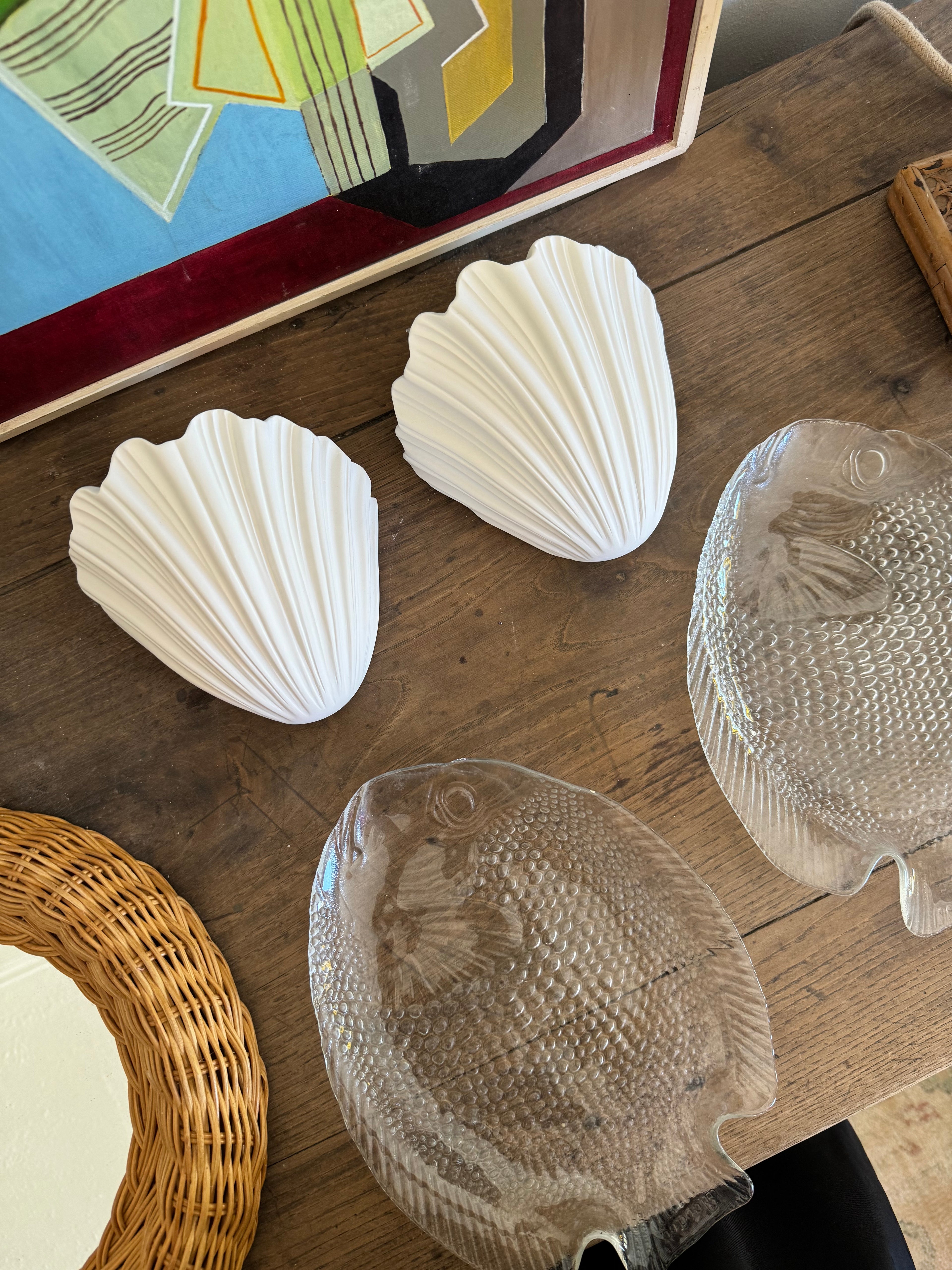 French Plaster Shell Sconces