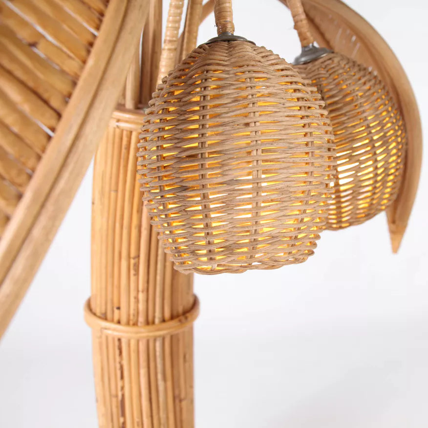 French Rattan Tall Table Lamp