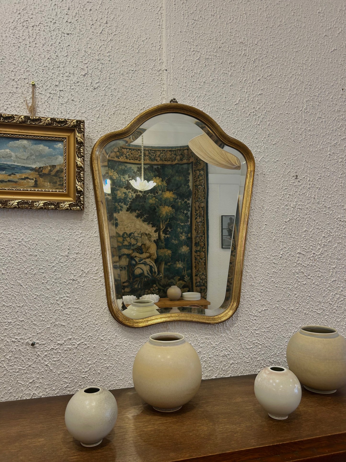 1940s Italy, Milan, Timber and Gold Leaf Mirror