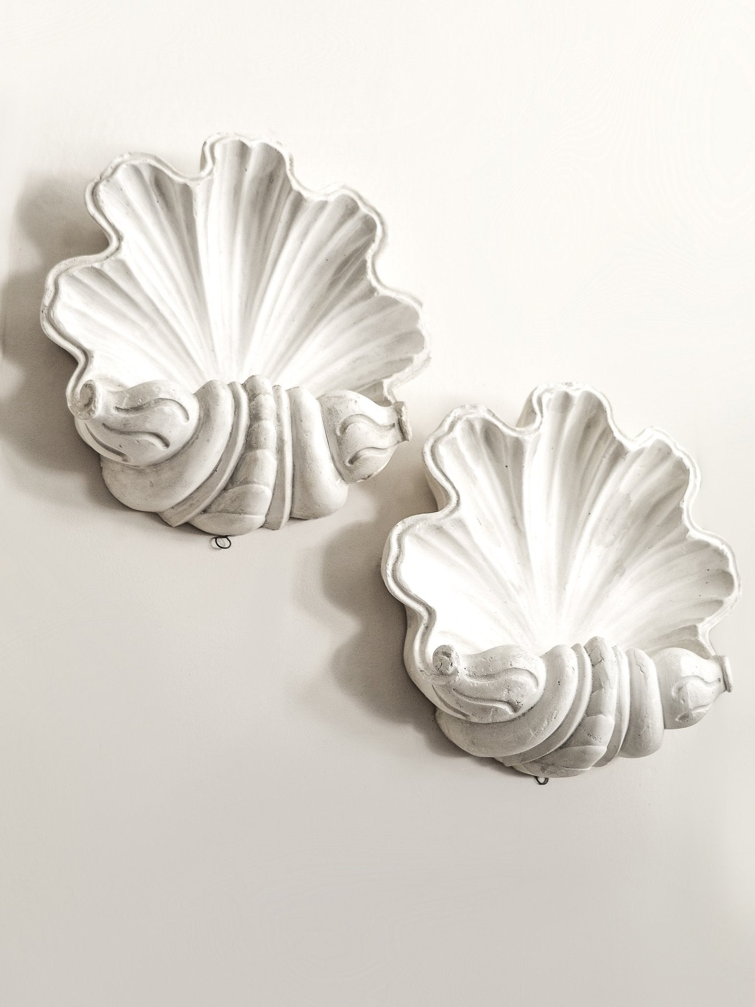Art Deco 1930s French Plaster Shell Sconces