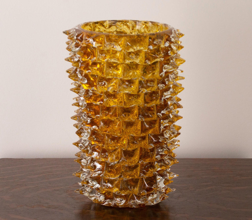 Handcrafted Italian Murano glass vase in Barovier style