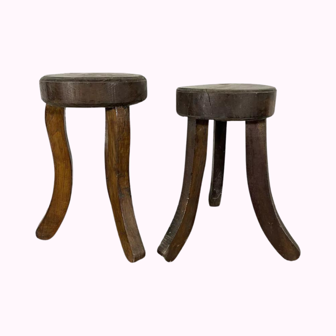 Pair of French 1950s brutalist stools