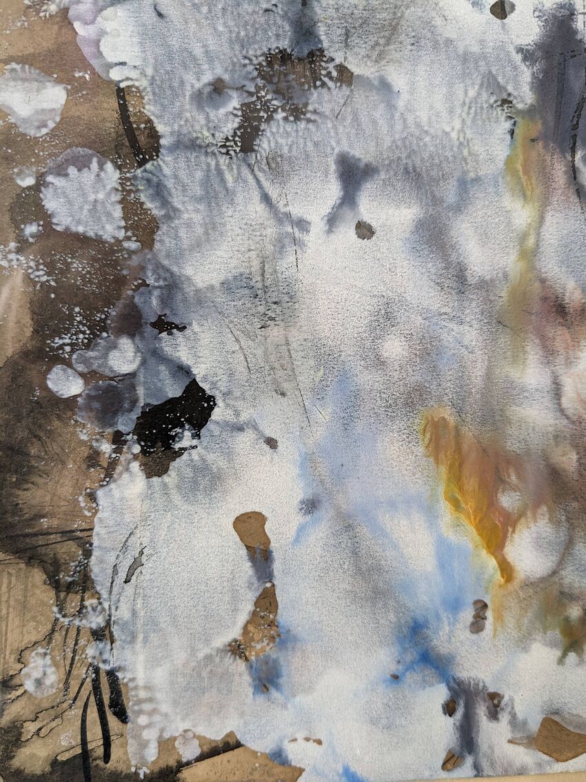 Framed Abstract Tachism Painting by Vera Lengyel