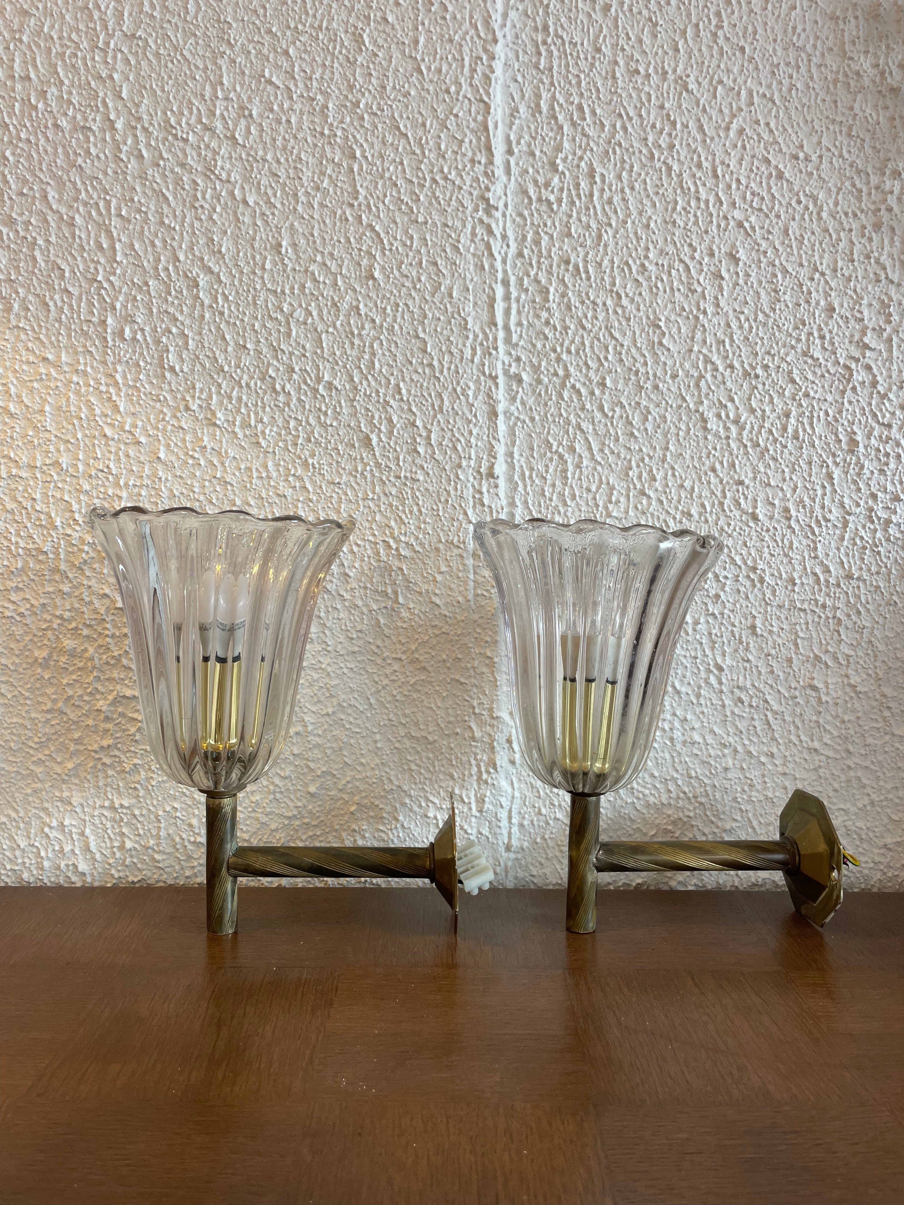 Barovier & Toso Murano Sconces dating 1930s Italy