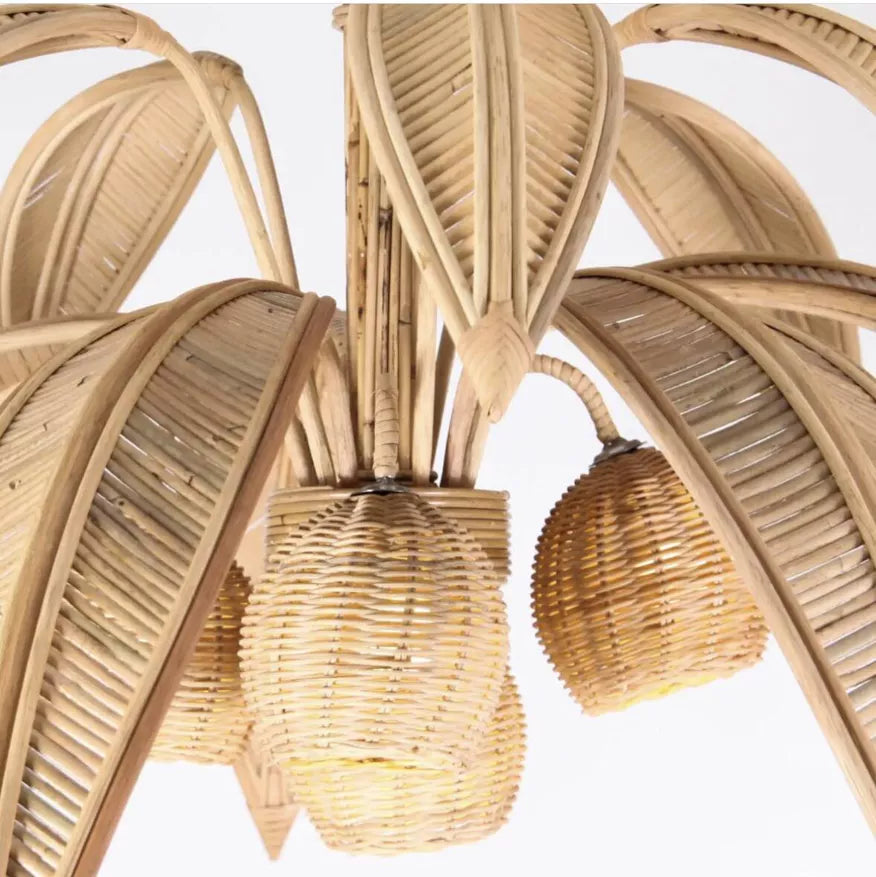 French Rattan Palm Tree Pendant