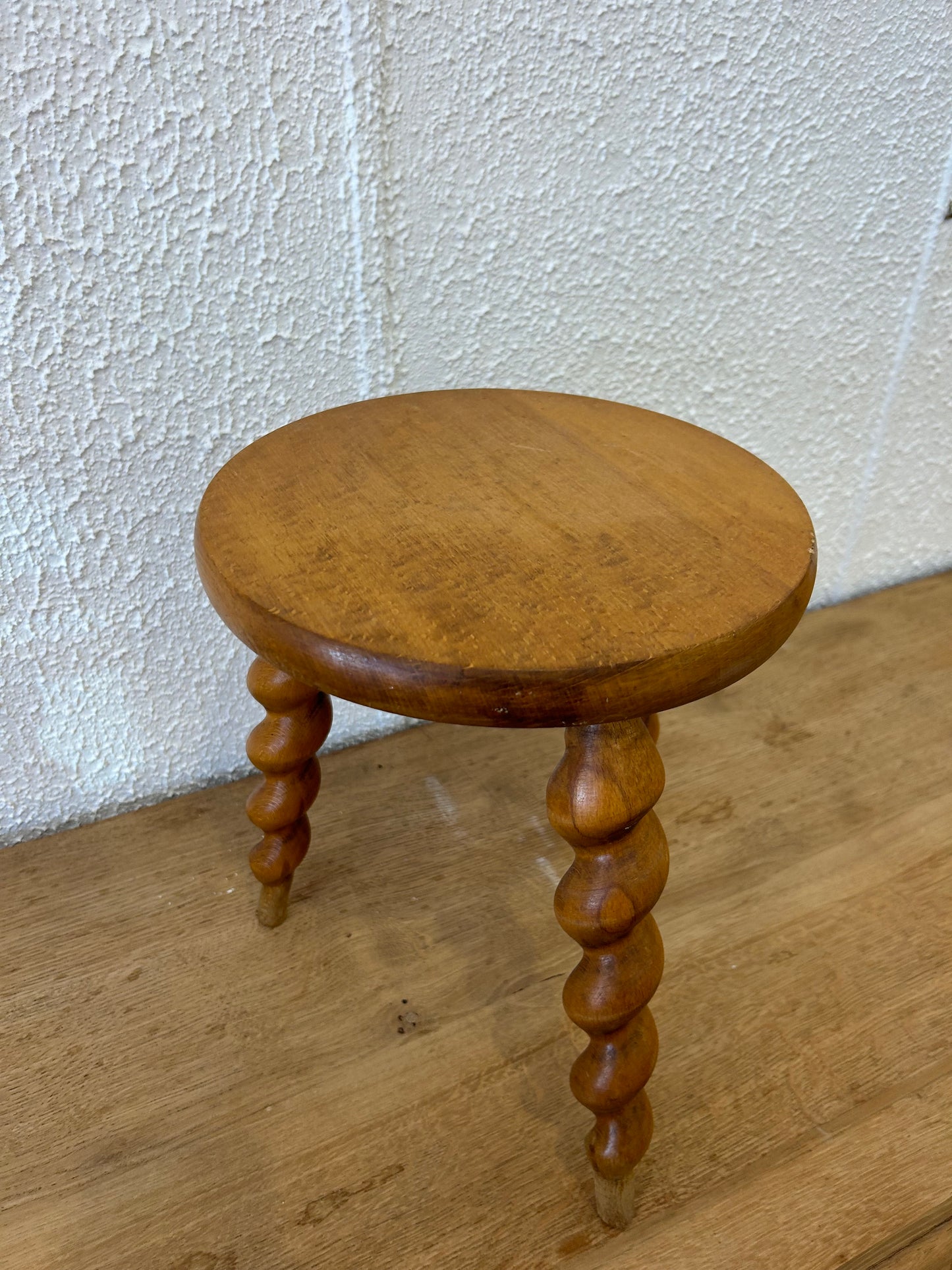 Early 20th Century French Oak Twist Stool from Paris