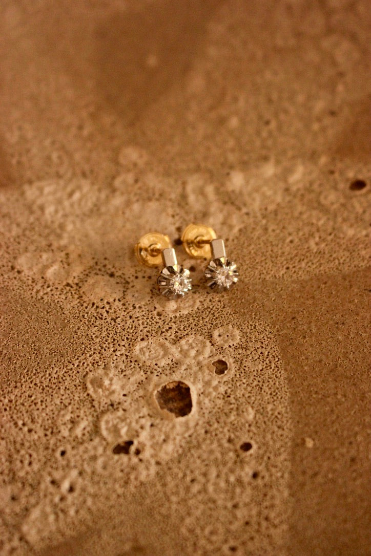 French Art Deco Diamond Stud Earrings