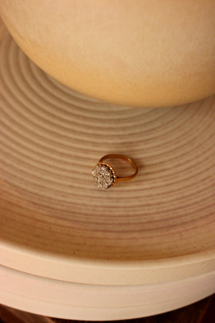 French Antique Diamond Daisy Ring