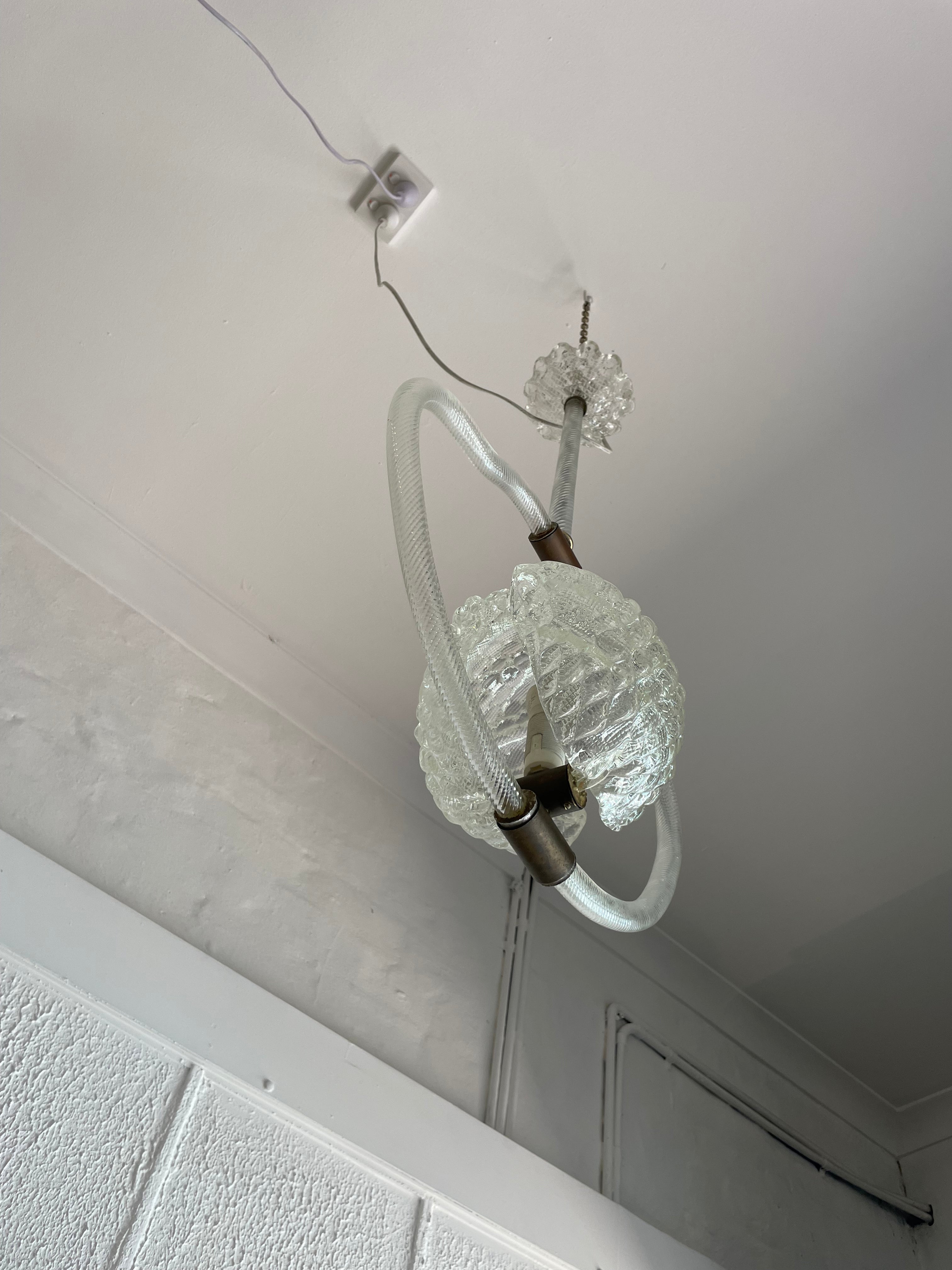 1940s Barovier & Toso Murano Shell Pendant