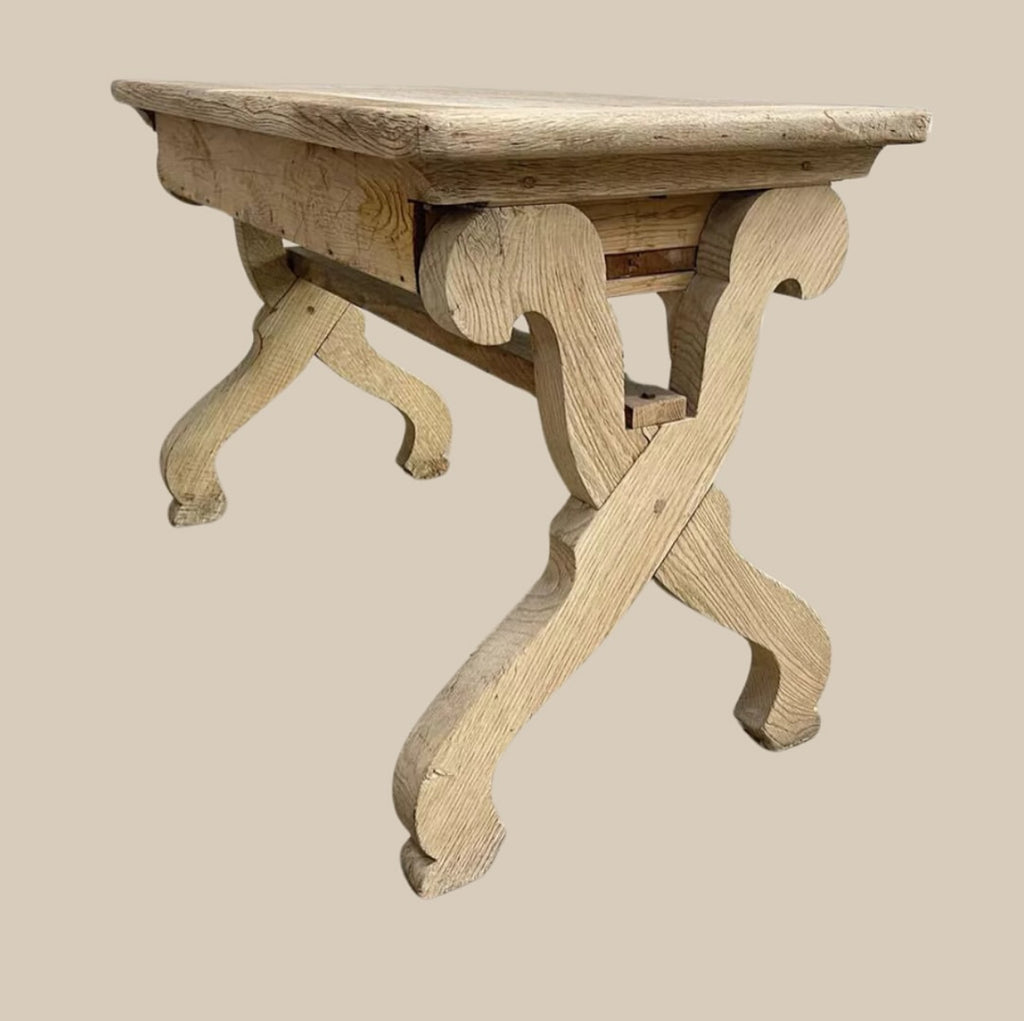 1900s Parisian French Oak Desk or Entry Table with Lyre Legs