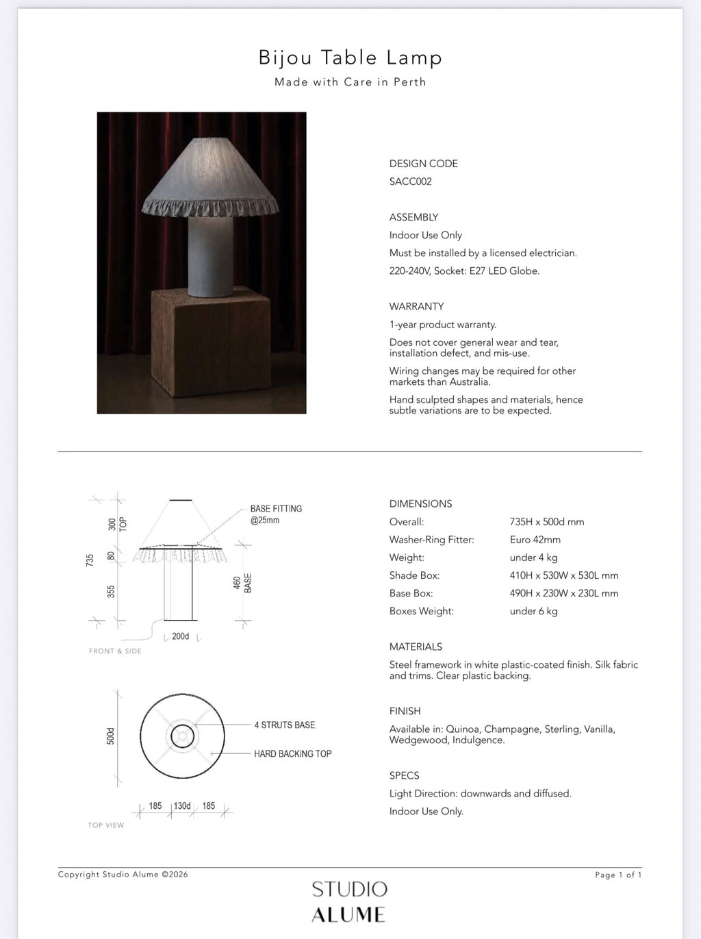 Bijou Lamp by CC & Studio Alume