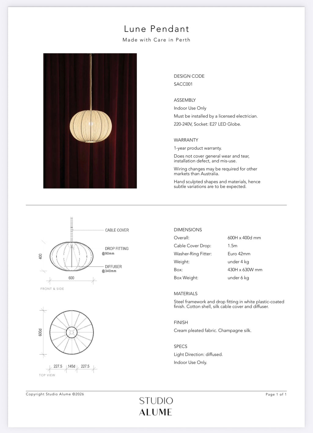 Lune Pendant by CC