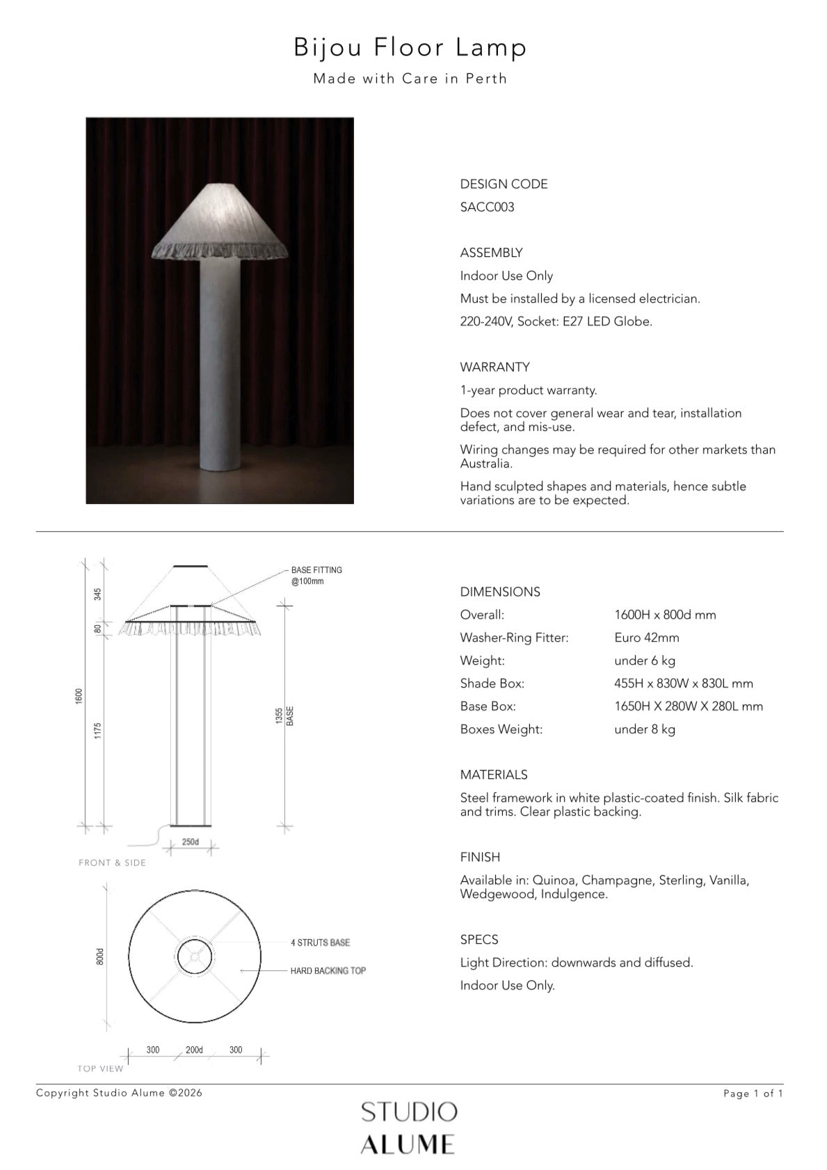 Bijou Lamp by CC & Studio Alume