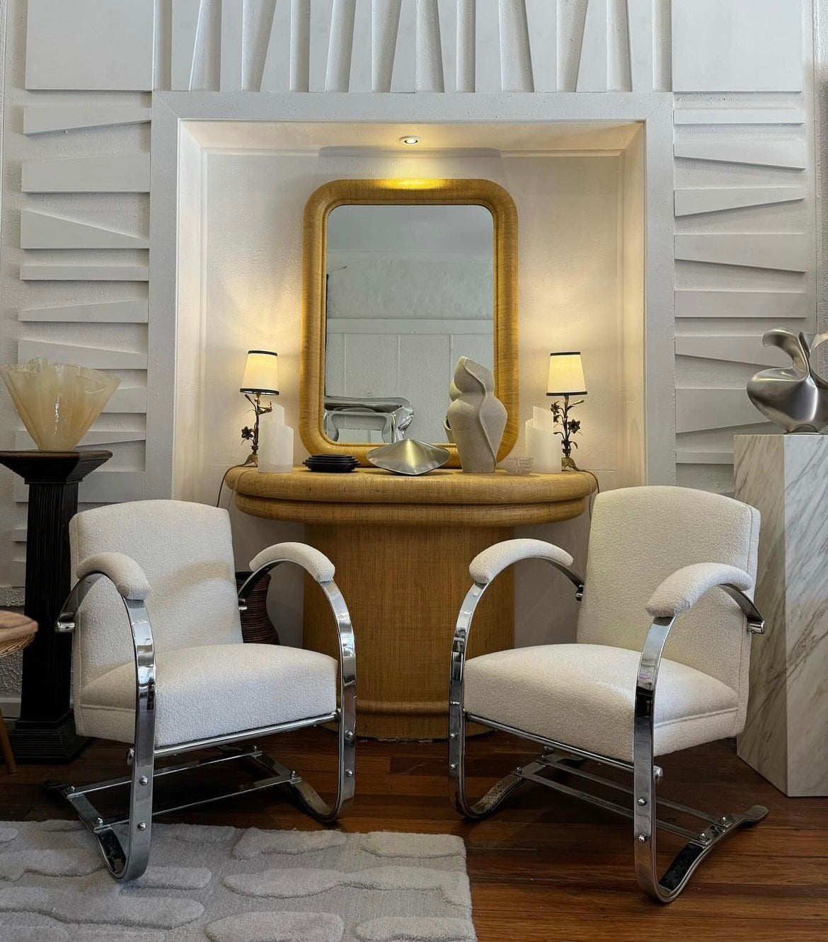 Art Deco Springer Chrome Chairs by Wolfgang Hoffman
