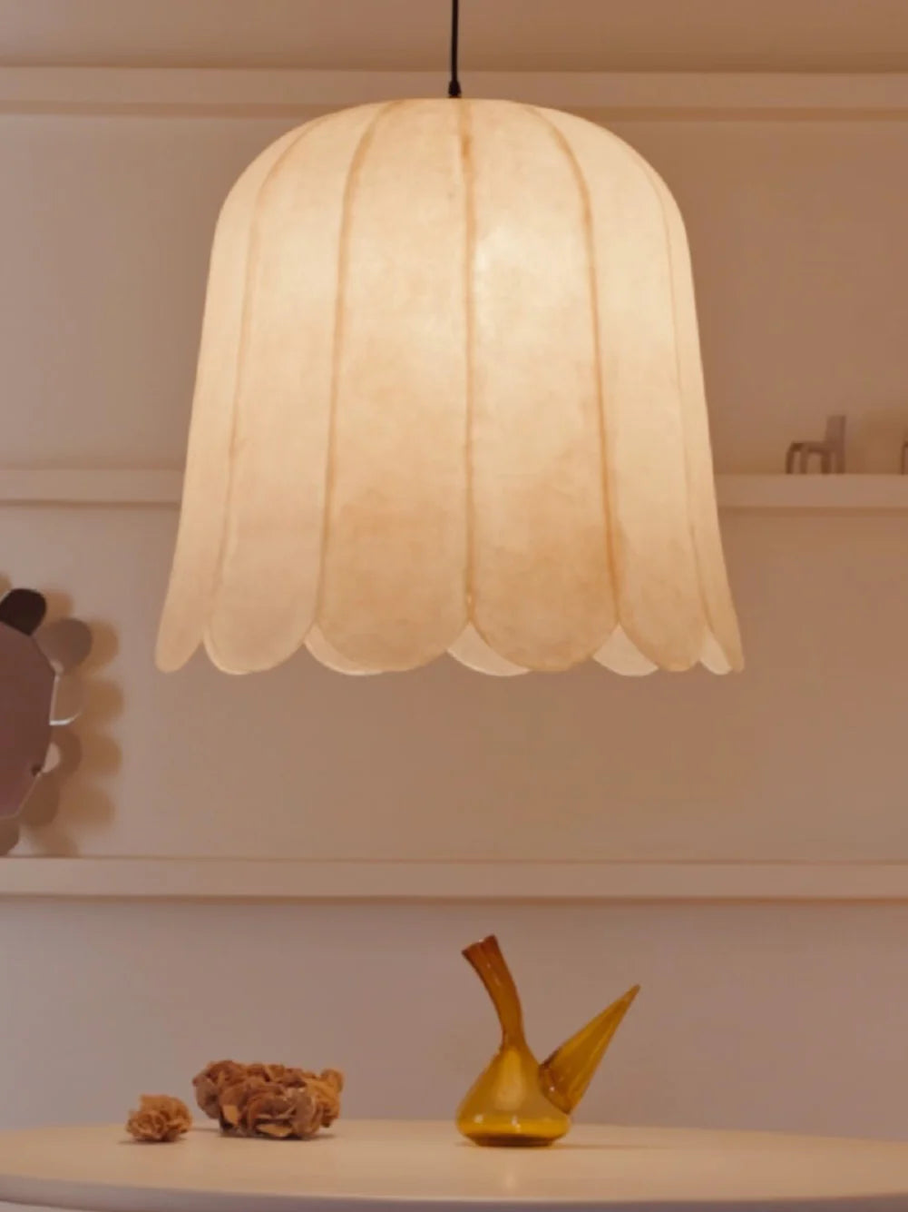 Feather hand cut paper and fibreglass Pendant by Jorge Kilzi