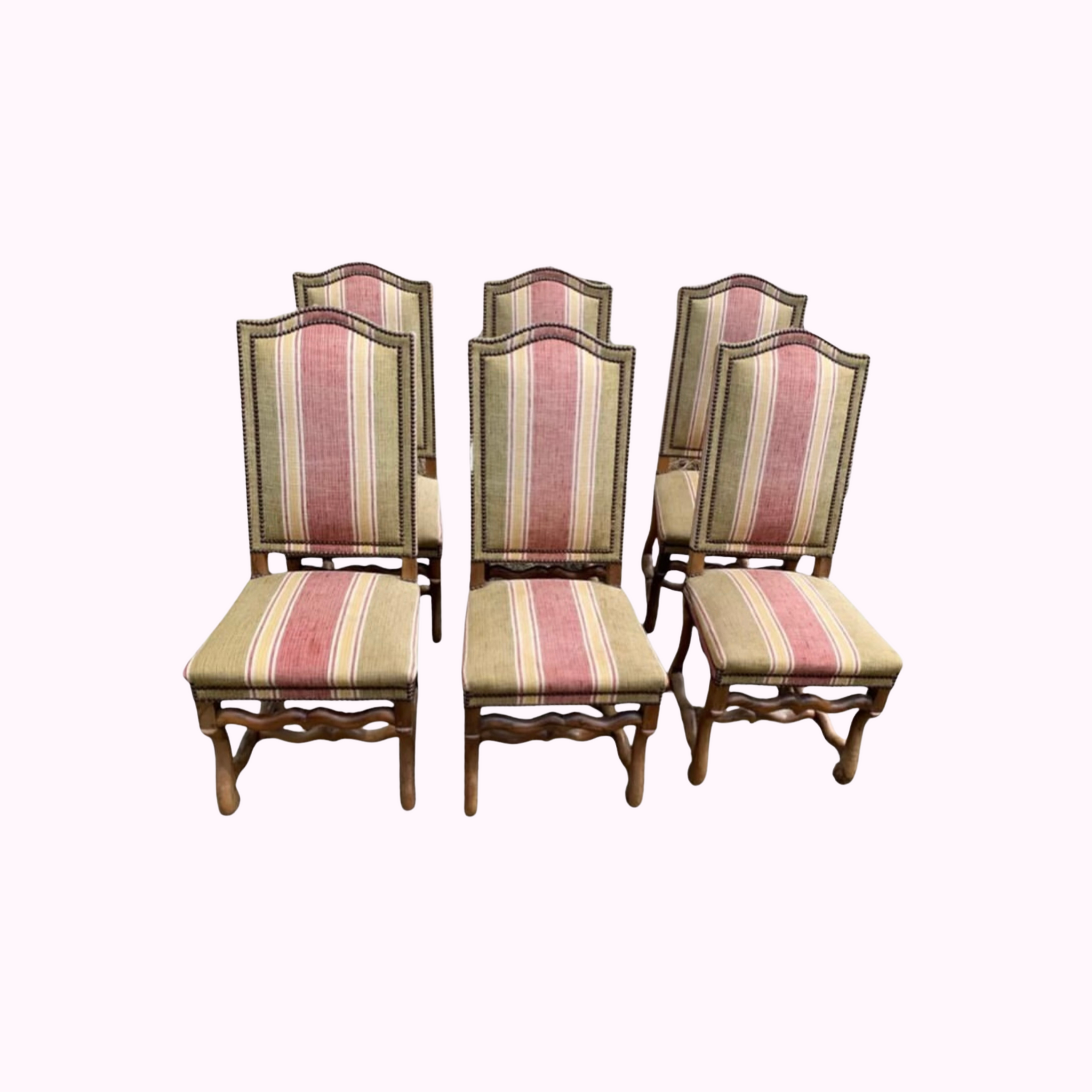 19th C France Os de Mouton set of 6 Dining Chairs