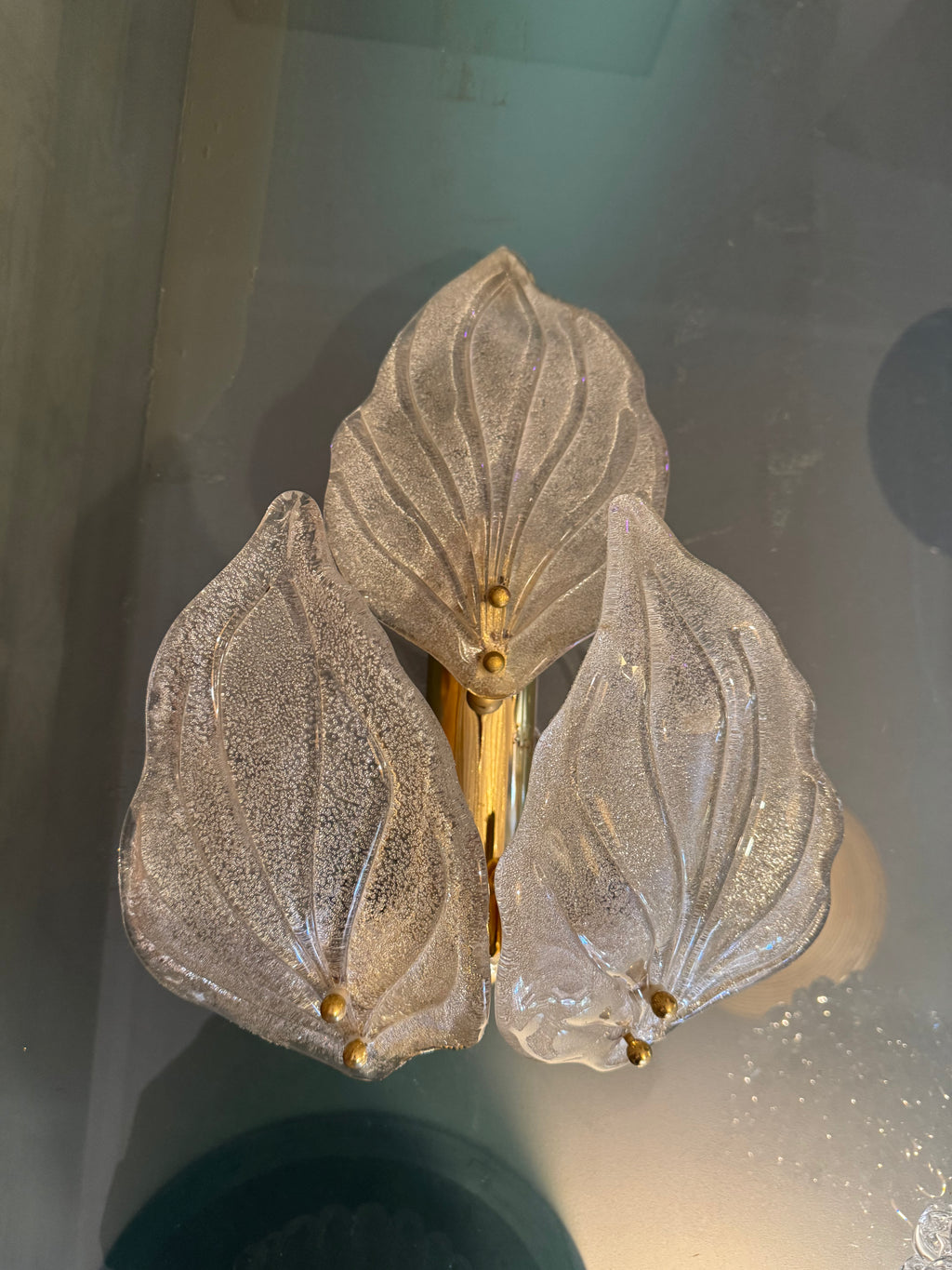 Pair of 1940s Murano Barovier Leaf Sconces