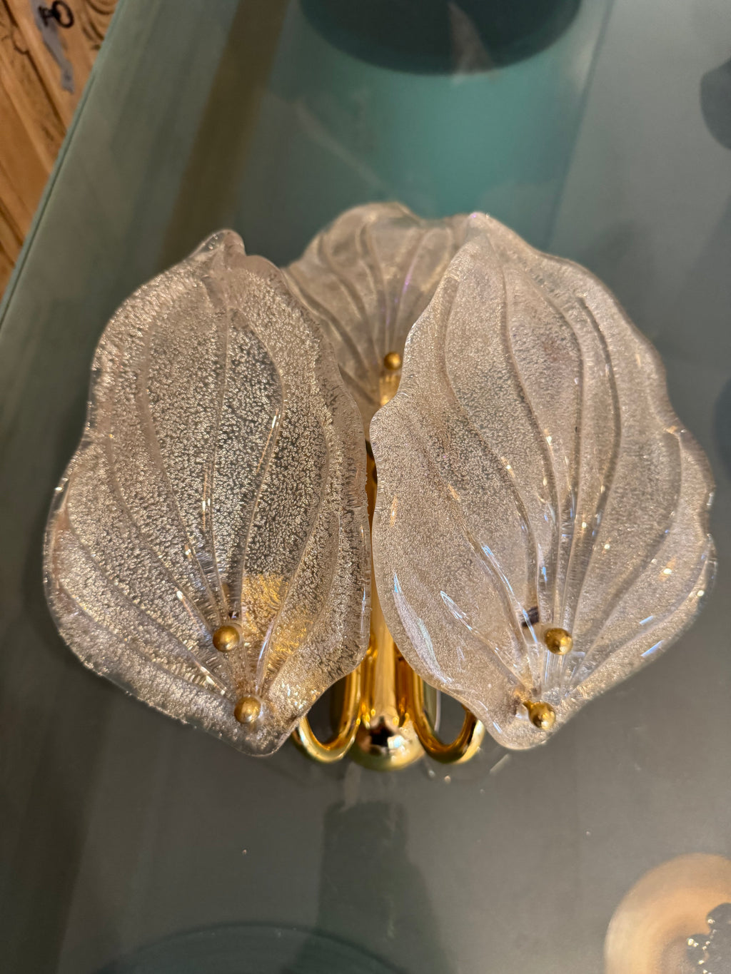 Pair of 1940s Murano Barovier Leaf Sconces