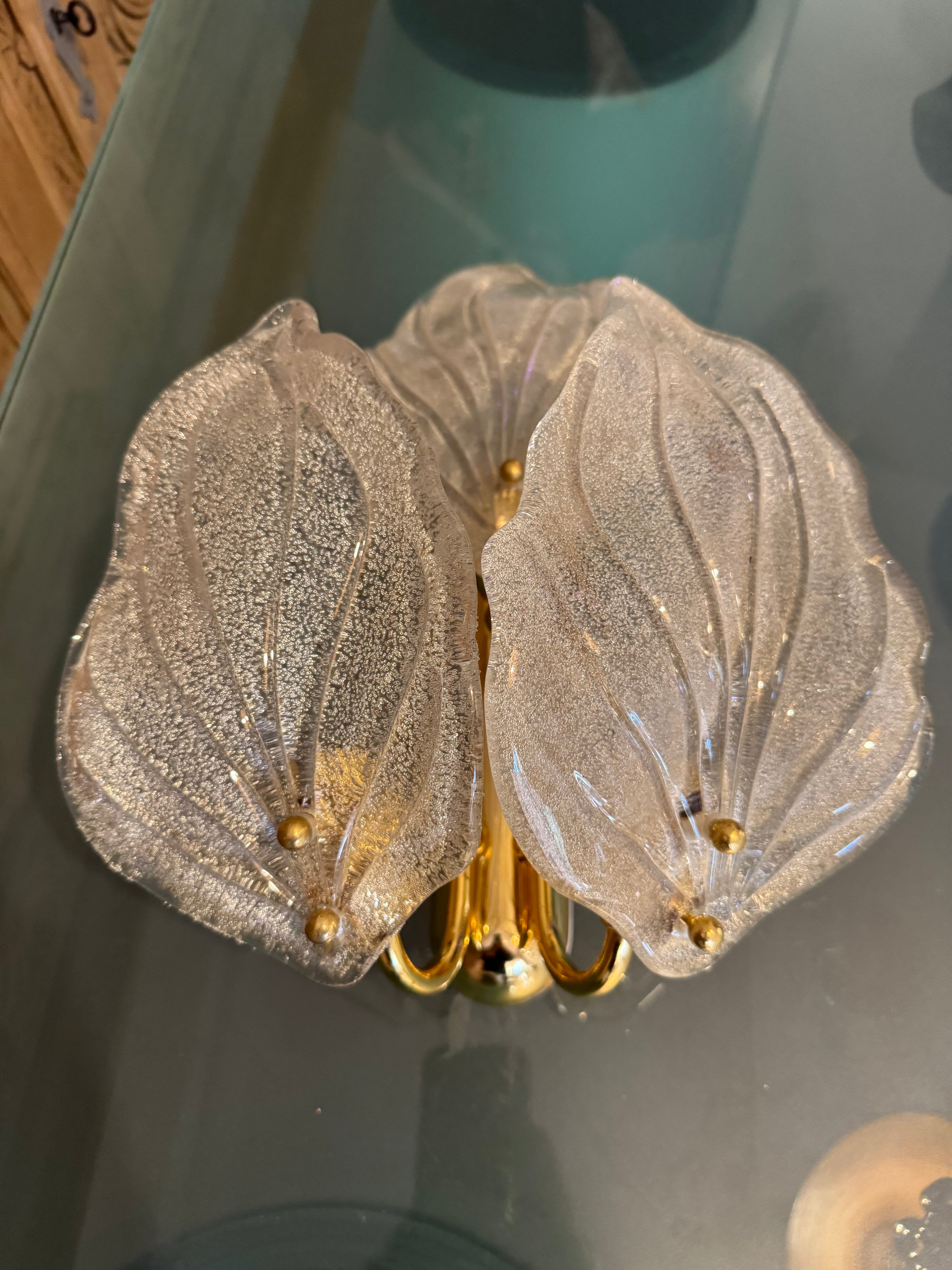 Pair of 1940s Murano Barovier Leaf Sconces