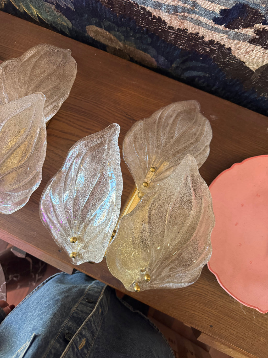 Pair of 1940s Murano Barovier Leaf Sconces