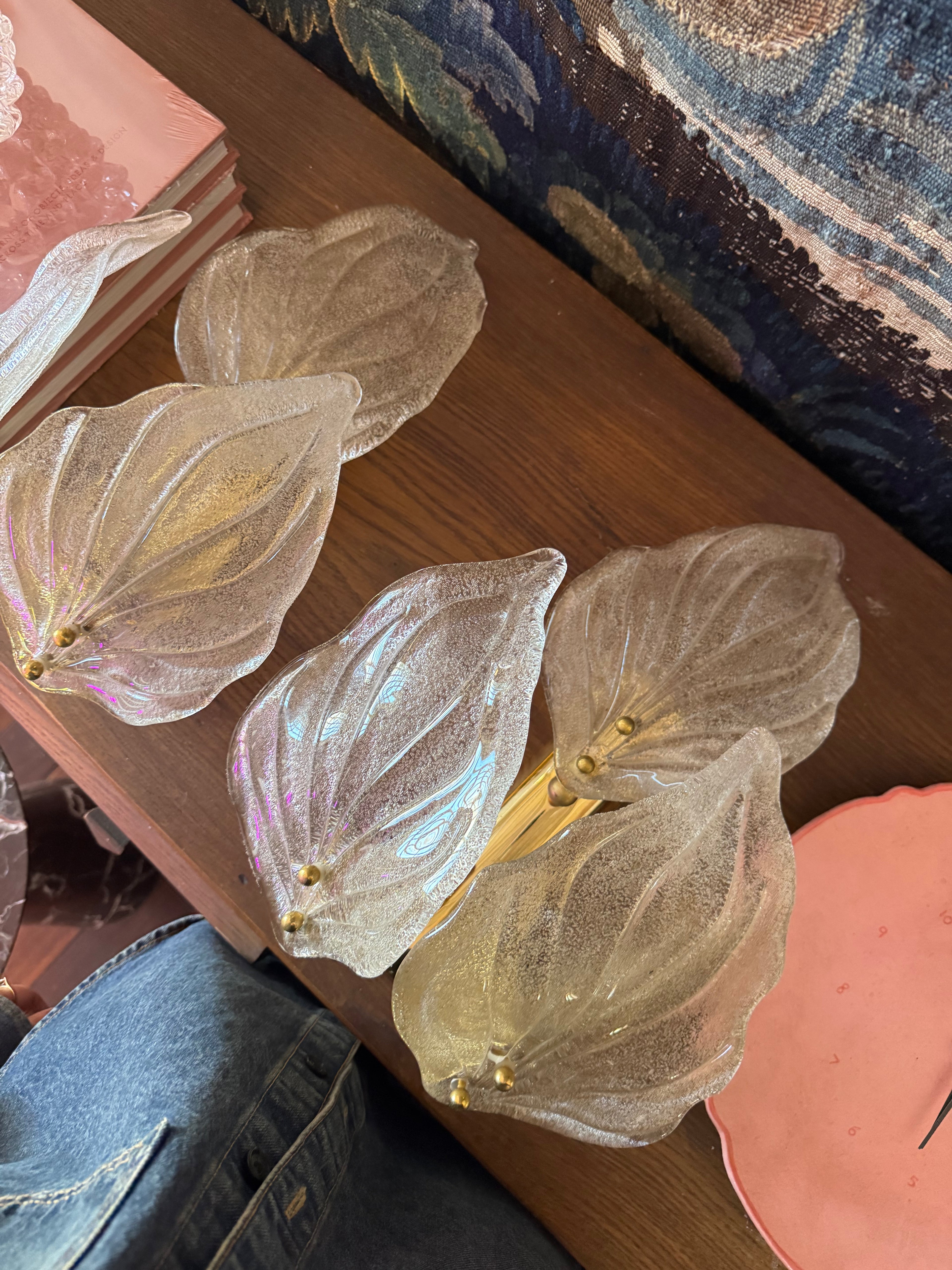 Pair of 1940s Murano Barovier Leaf Sconces
