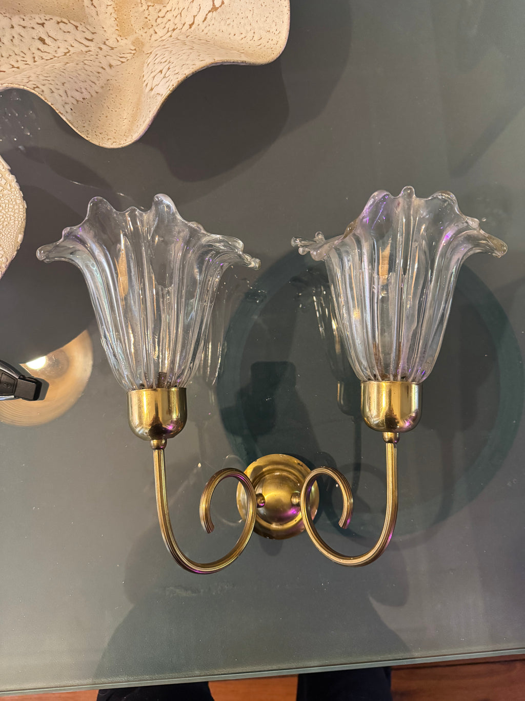 Pair of Barovier Murano Tulip wall lights 1940s