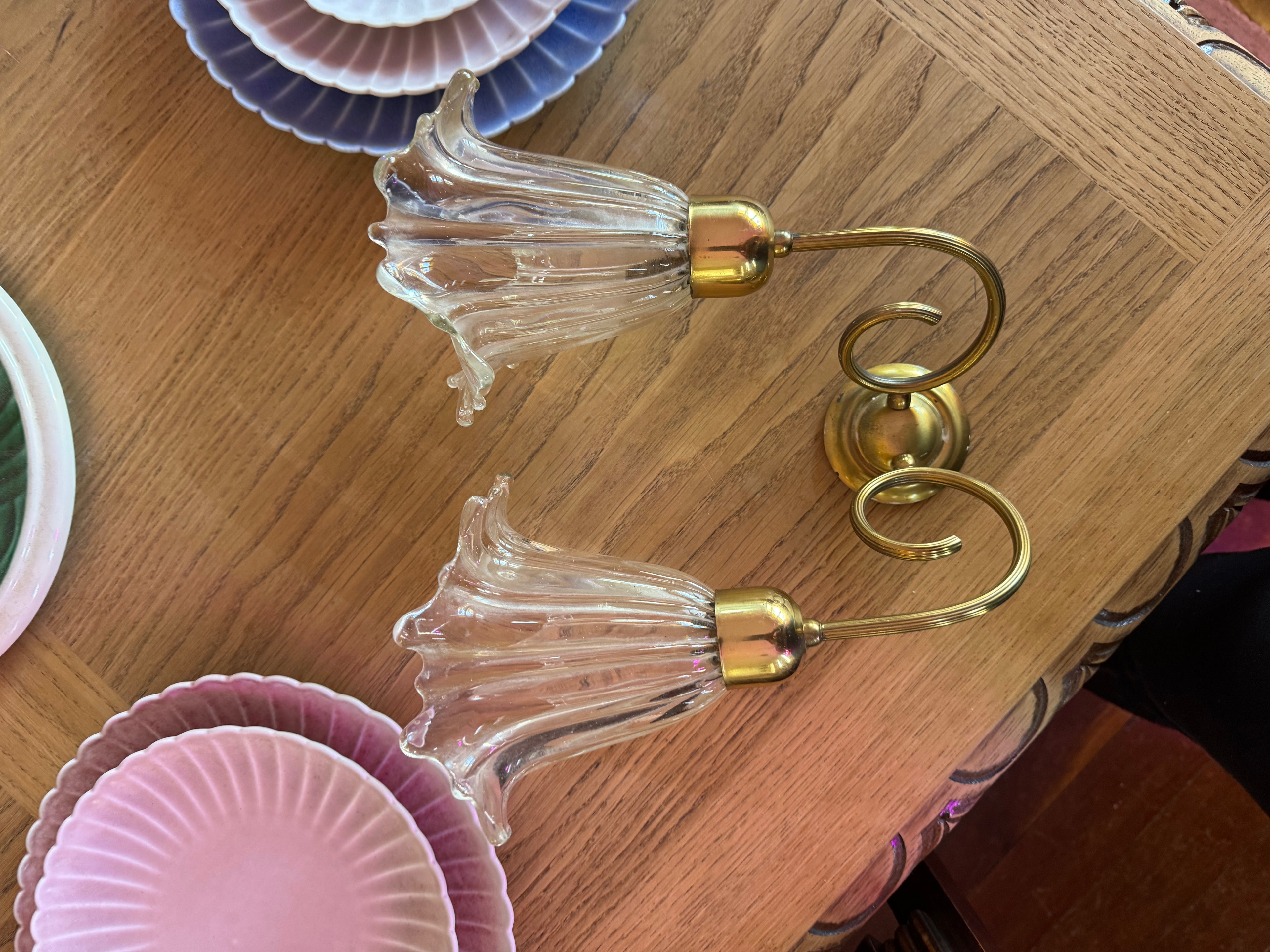 Pair of Barovier Murano Tulip wall lights 1940s