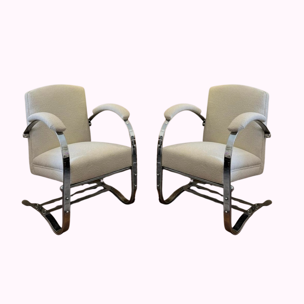 Art Deco Springer Chrome Chairs by Wolfgang Hoffman