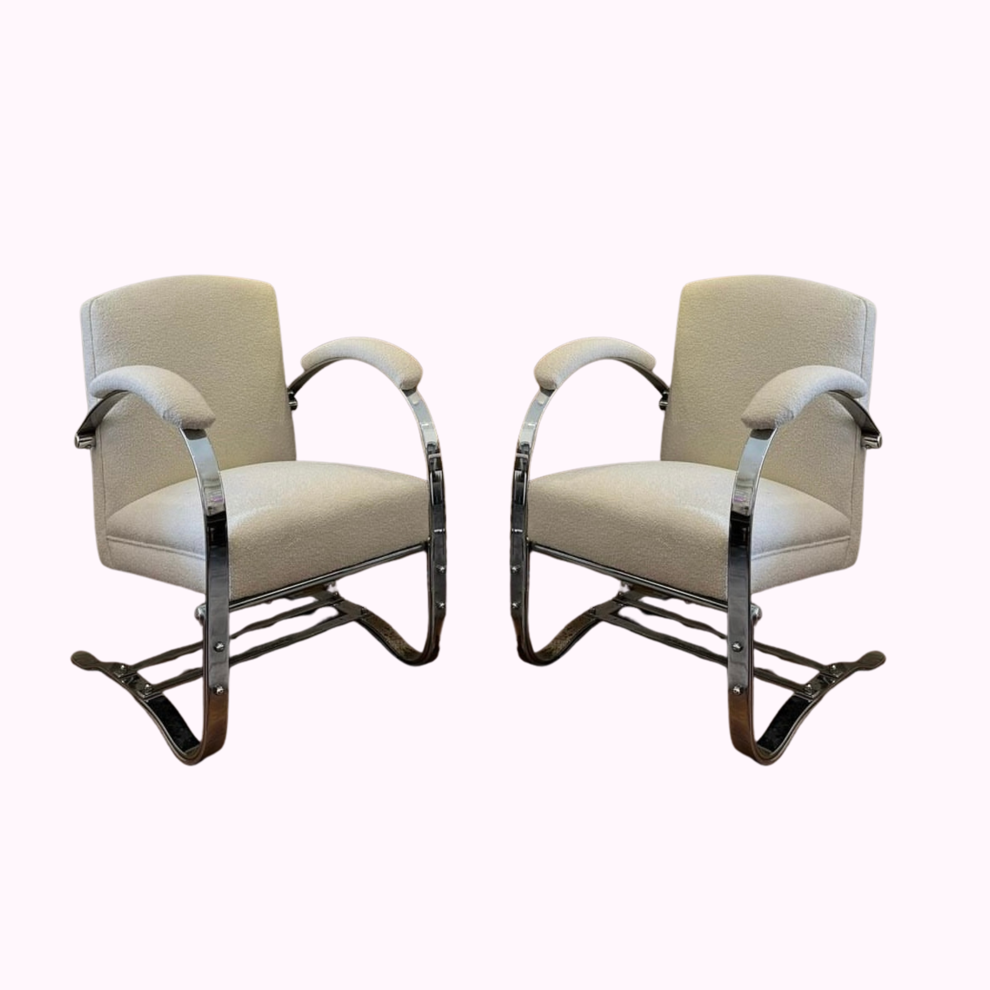 Art Deco Springer Chrome Chairs by Wolfgang Hoffman