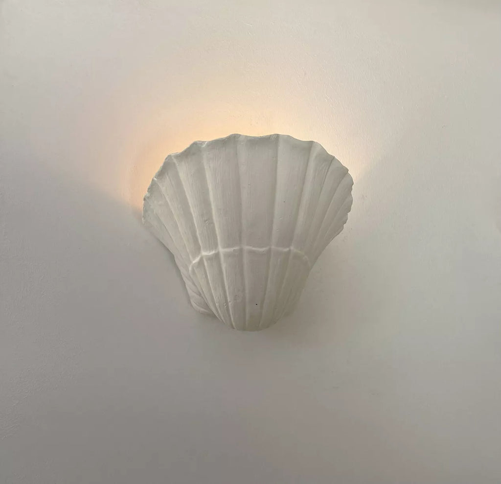 1970s Pair of French Plaster Shell Sconces