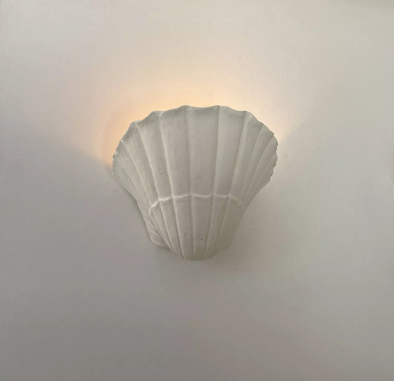 1970s Pair of French Plaster Shell Sconces