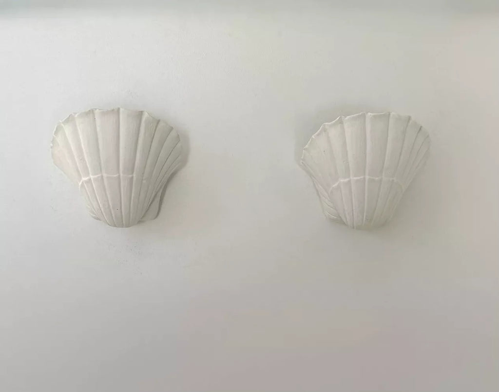 1970s Pair of French Plaster Shell Sconces