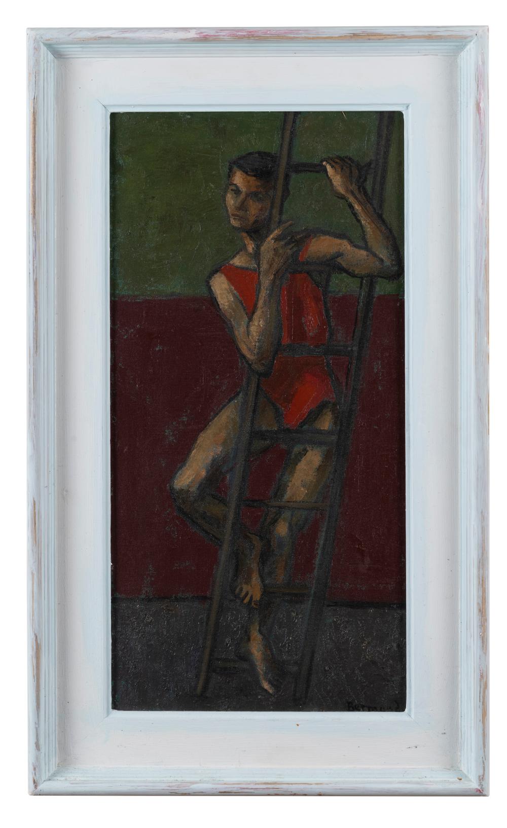 60x30cm vintage figurative artwork dancer on ladder