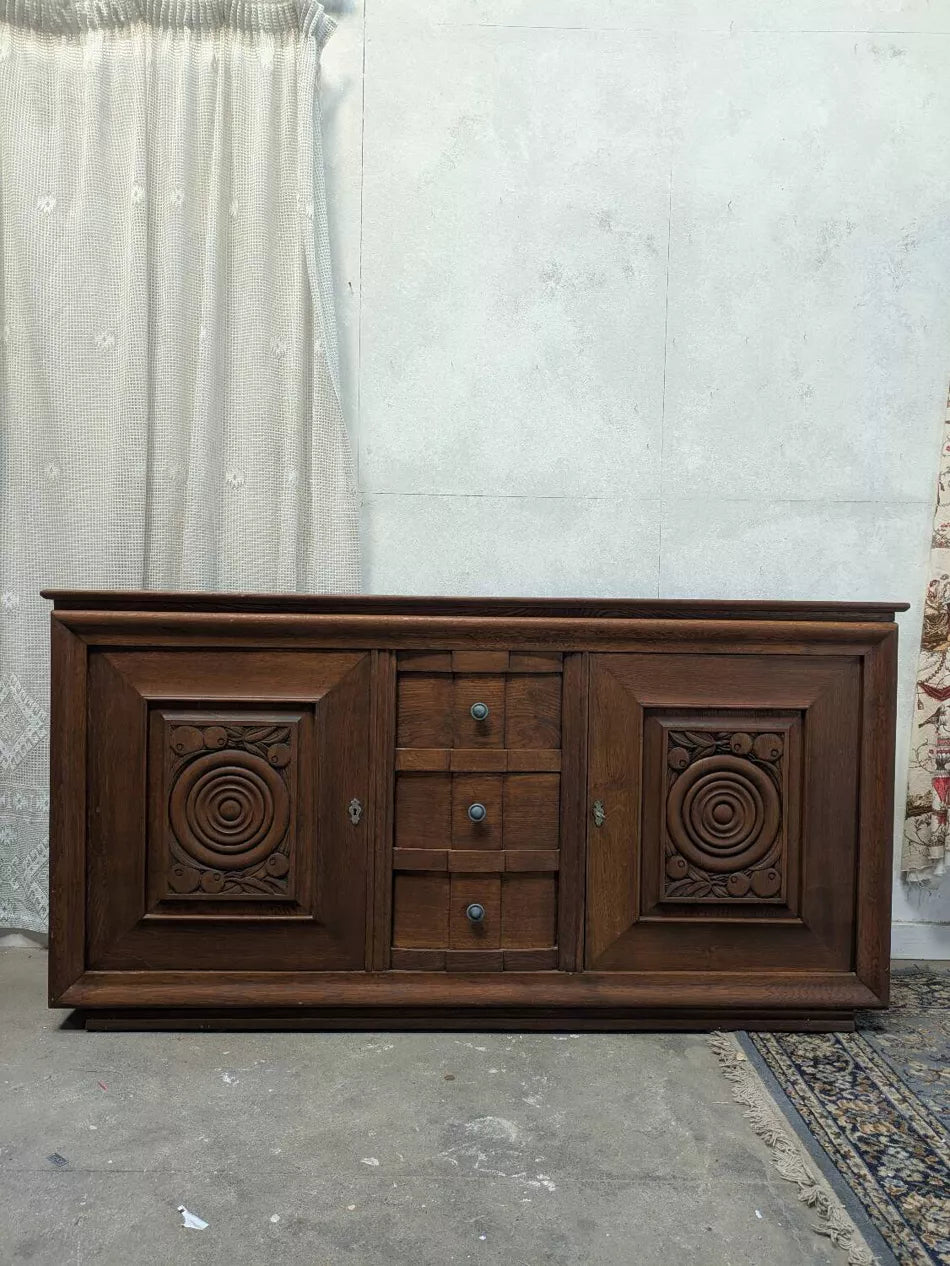 Charles Dudouyt French Oak Buffet 1930s