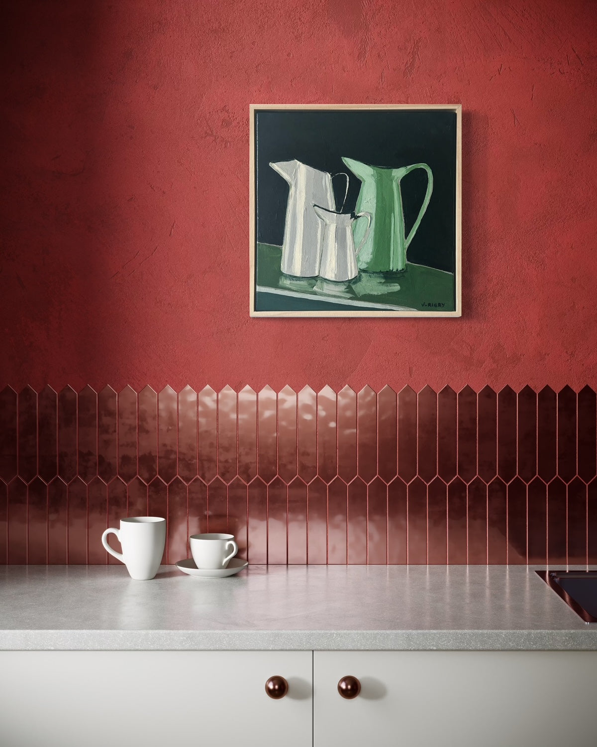 'Enamel Trio' by Jody Rigby- Comtemporary Still Life Painting