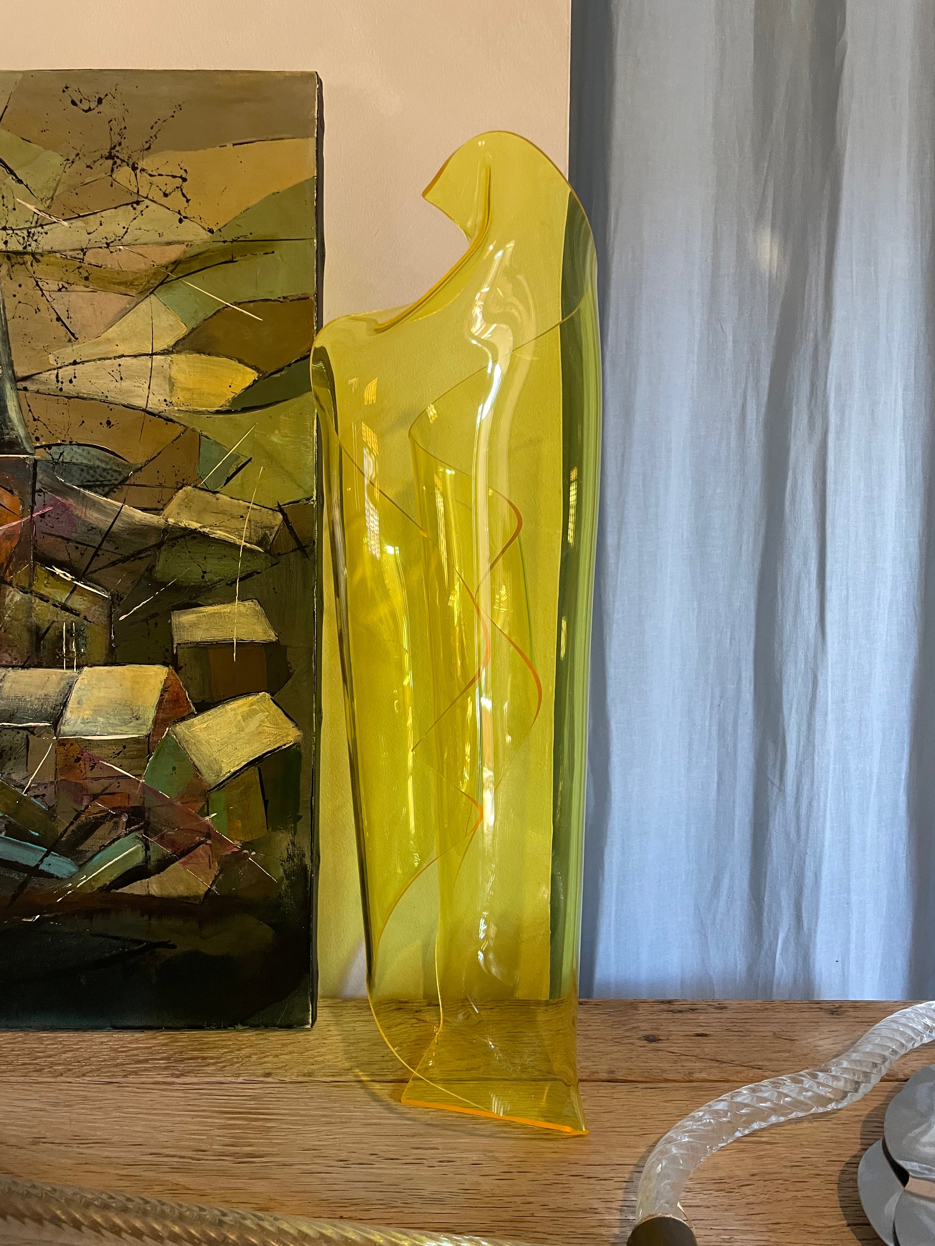 Freeform Resin Sculpture by Mariel – Yellow Decorative Art