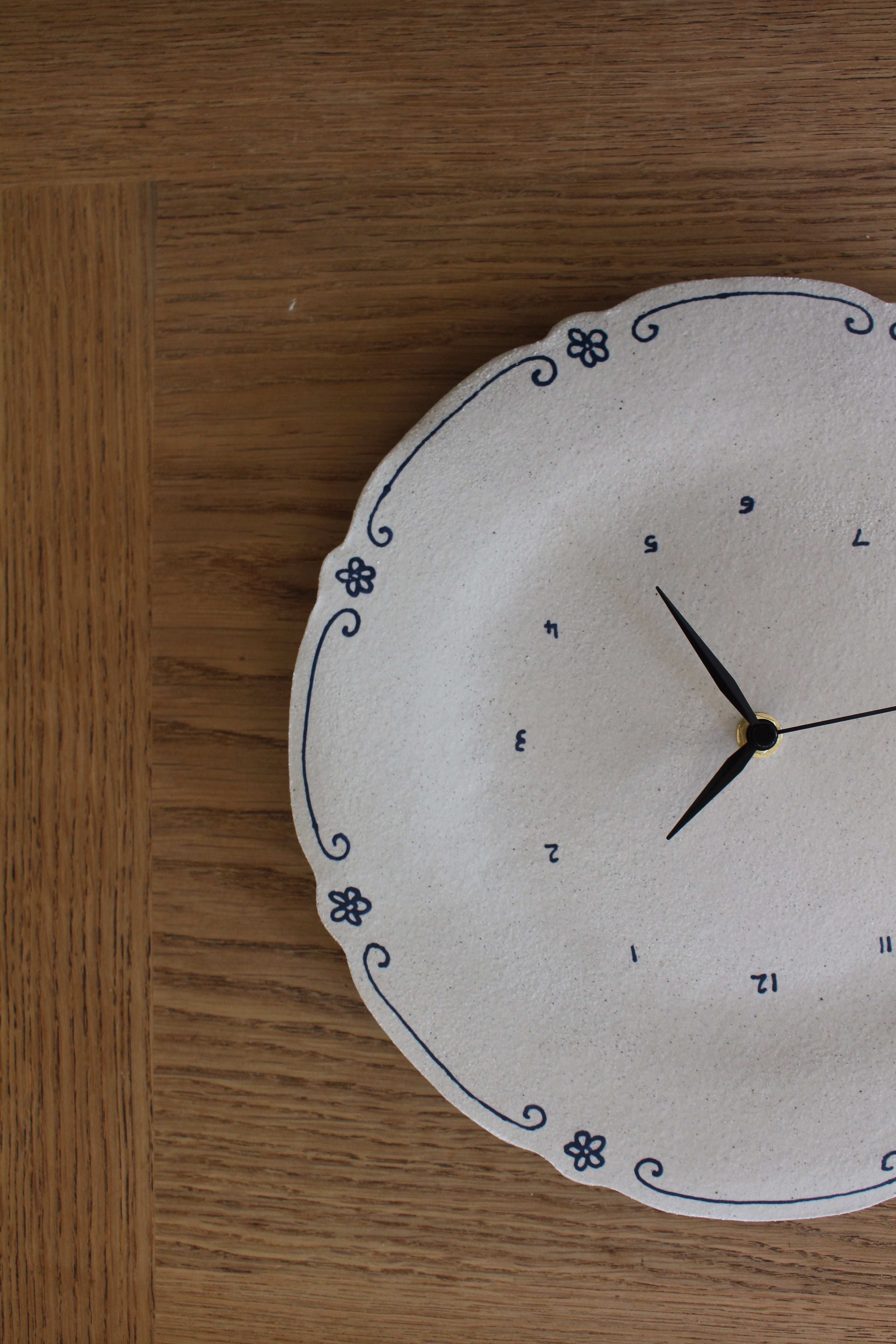 Large Cream and Blue Clock by Jasmine Raisbeck – Contemporary Designer Wall Clock