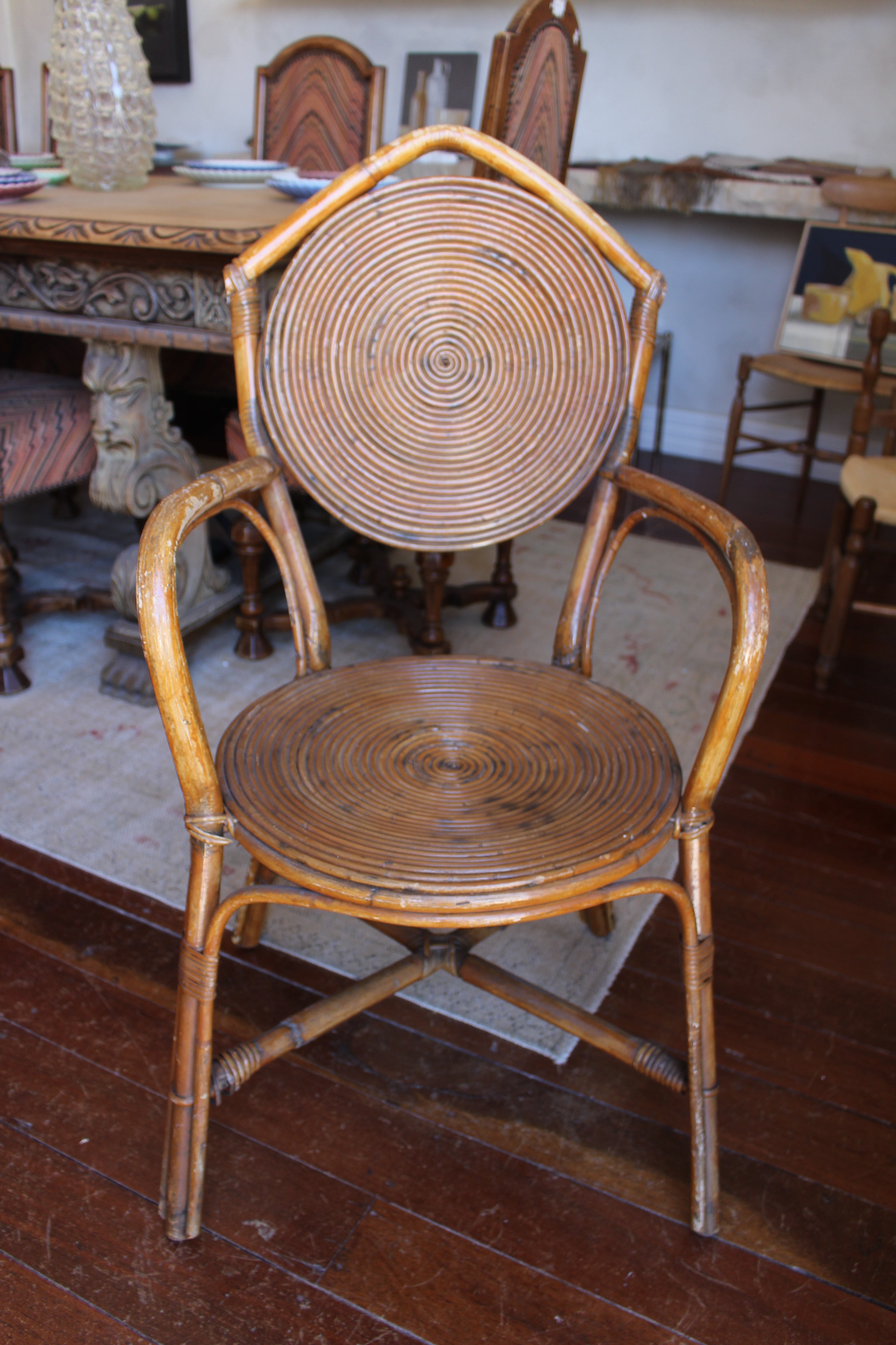 Gabriella Crespi Italian Bamboo Spiral Chair, 1960s