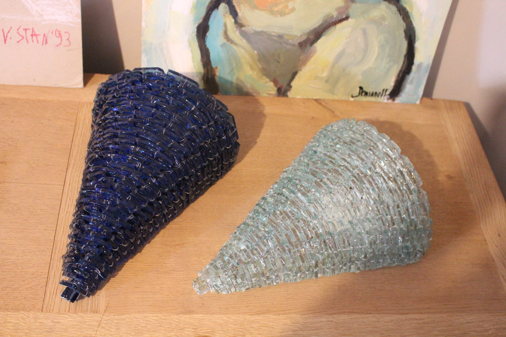 Fontana Arte Glass Sconces (Blue and Aqua) Midcentury Italy