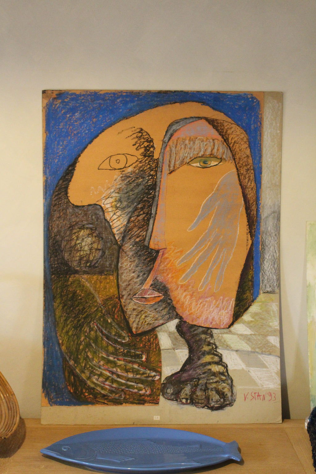 Large Figurative Abstract by V. Stan (1993 France)