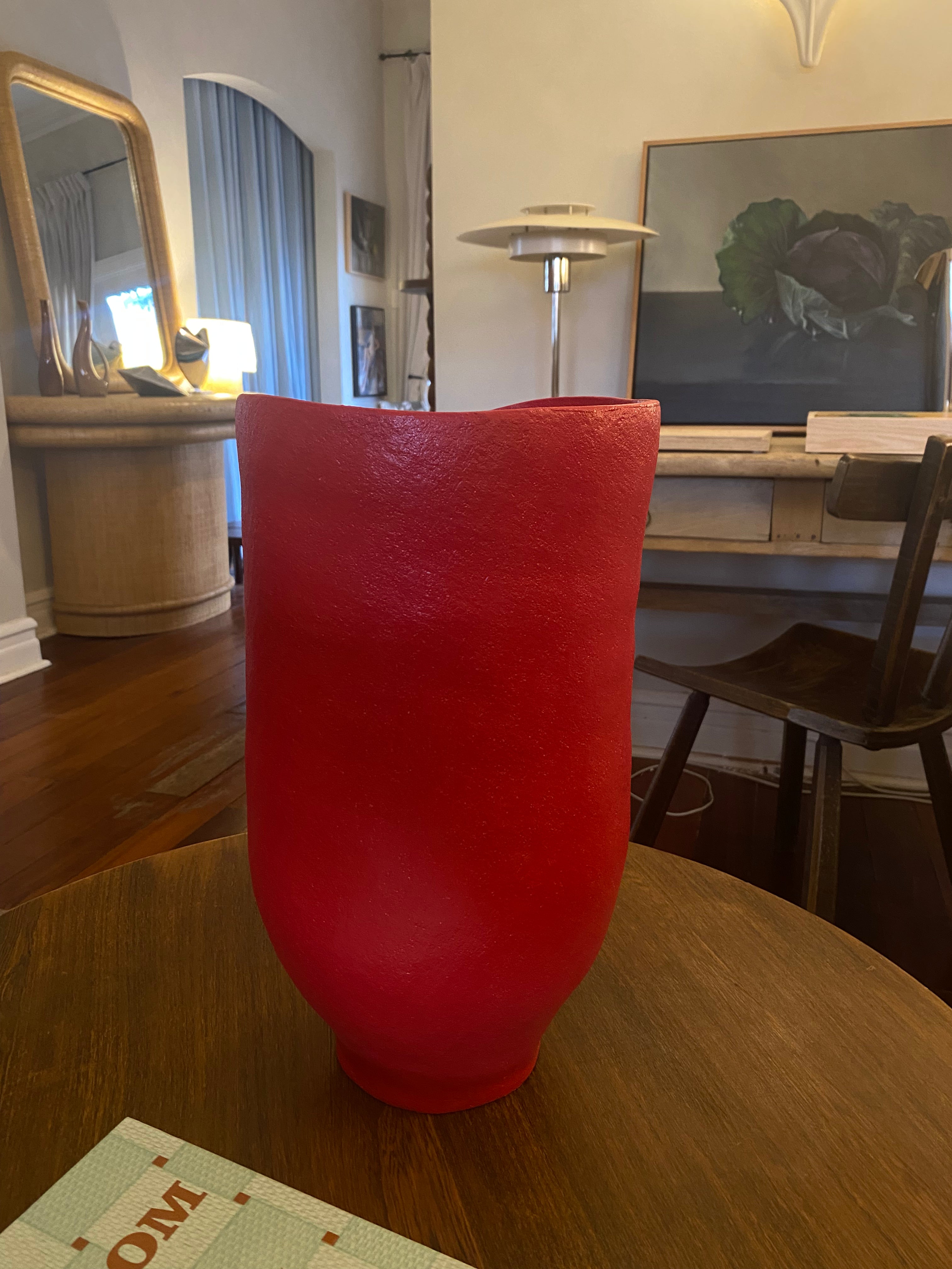 Red Stoneware vase by Elvira McKenzie