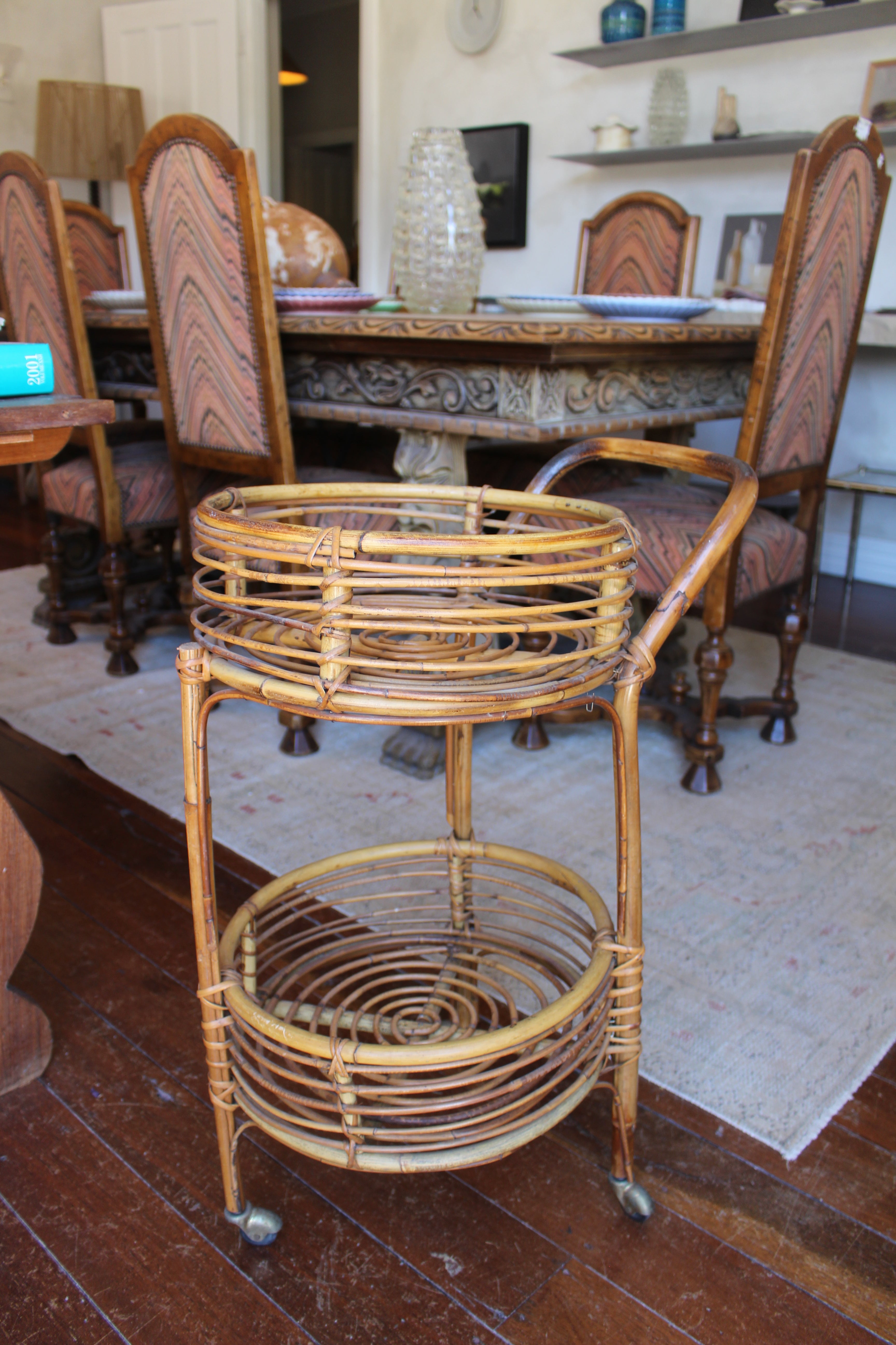 1960s Italian Bamboo Drinks Trolley