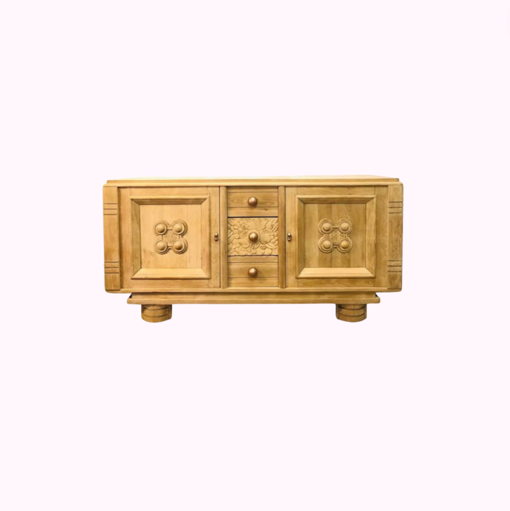 French Charles Dudouyt 1930s Oak Sideboard