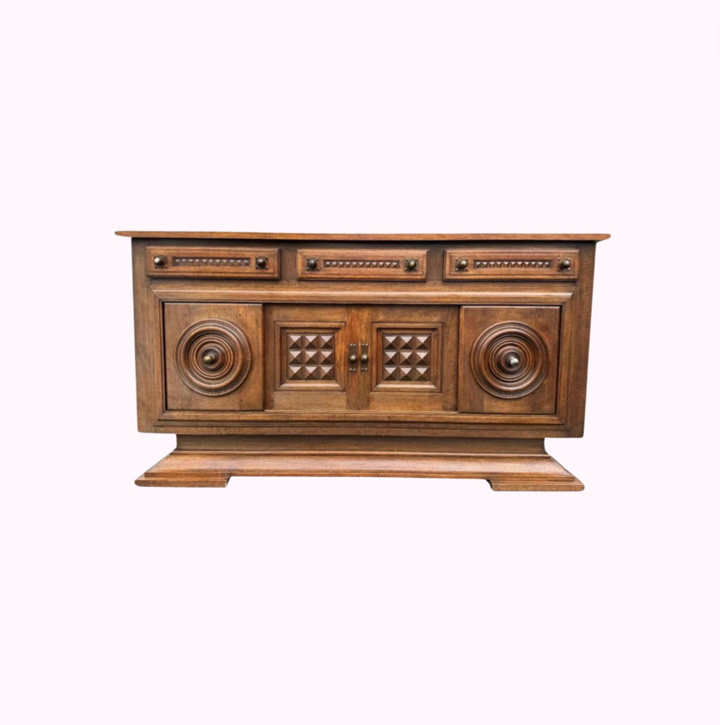 French Charles Dudouyt 1940s Oak Sideboard
