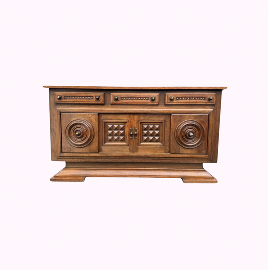 French Charles Dudouyt 1940s Oak Sideboard