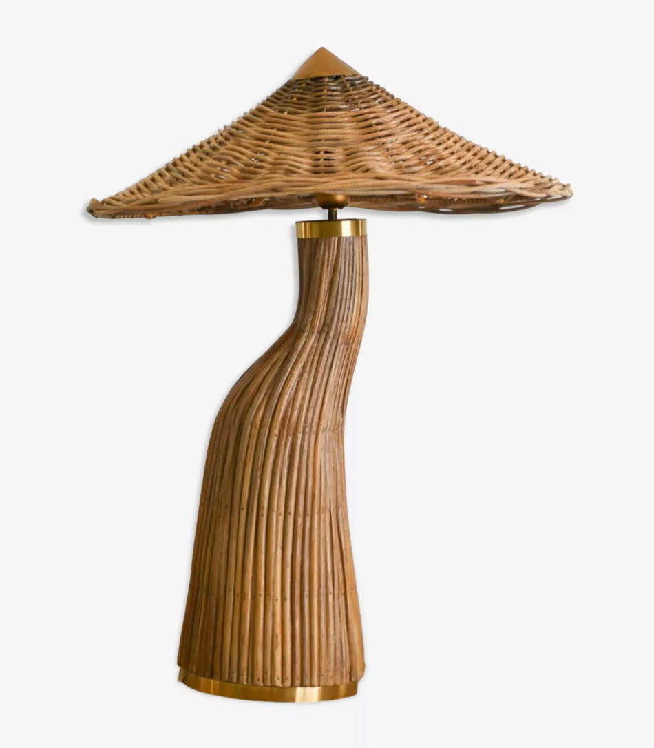 Mushroom rattan table lamp