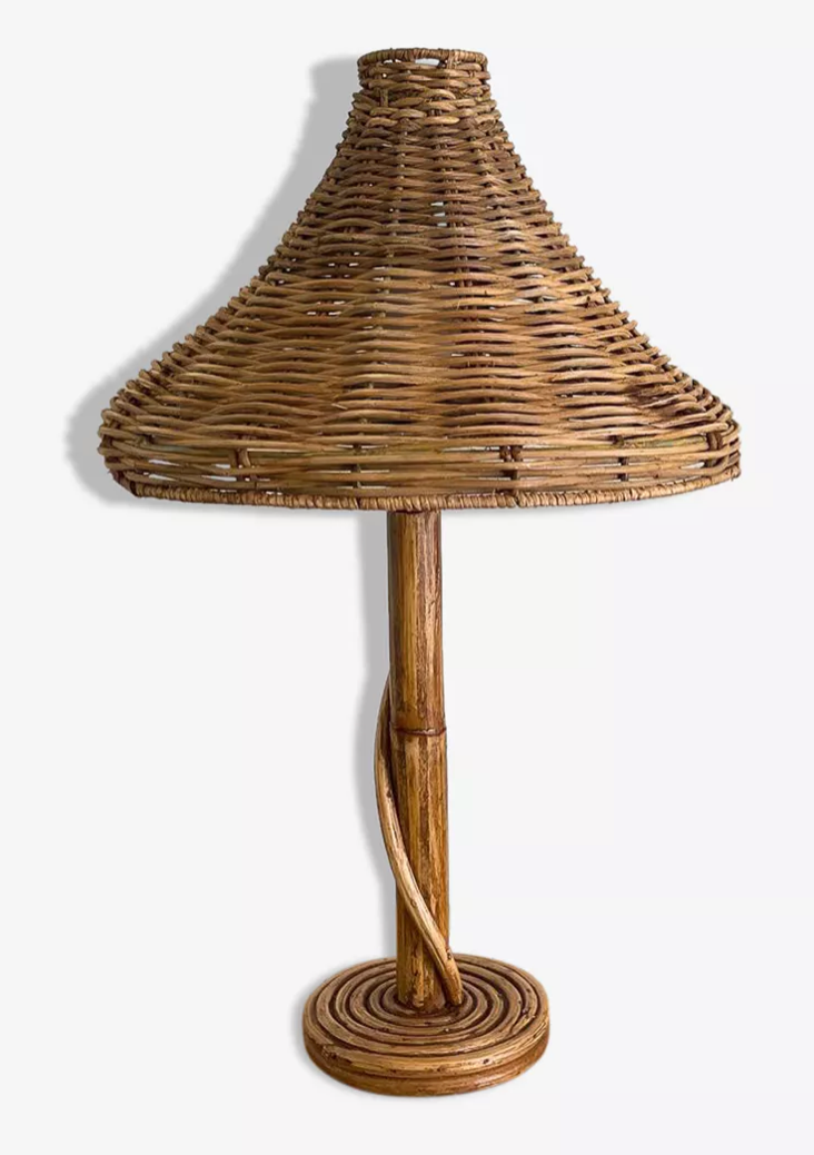 Rattan wicker table lamp